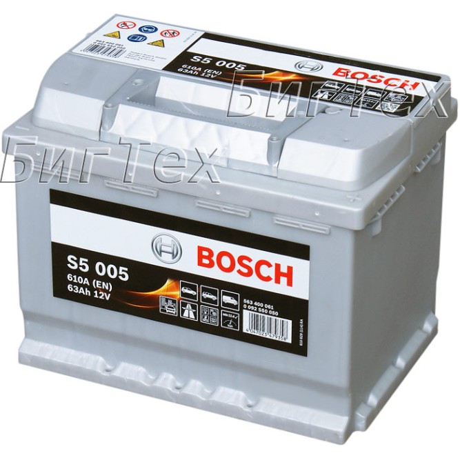 Аккумулятор автомобильный BOSCH S5 005 63 Ач