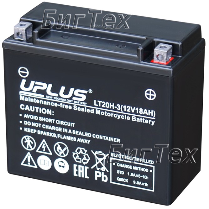 Мото аккумулятор Uplus EB20H-3 AGM 18 Ач (YTX20HL)