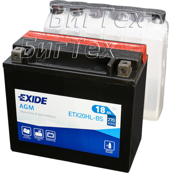 Мото аккумулятор EXIDE ETX20HL-BS 18 Ач (YTX20HL-BS)