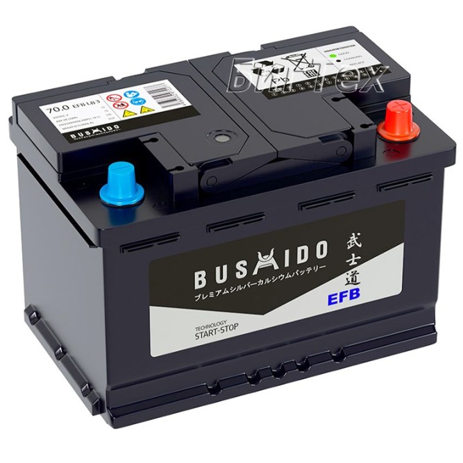 Аккумулятор автомобильный BUSHIDO EFB LB3 Start-Stop 70 Ач 690A 