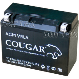 Мото аккумулятор COUGAR YTX24HL-BS, YTX18L-BS AGM VRLA 20 Ач