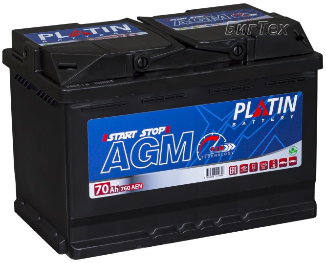 Аккумулятор автомобильный PLATIN AGM OEM 70Ач 760А L3 о.п.