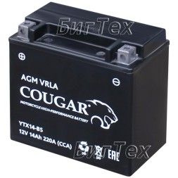 Мото аккумулятор COUGAR YTX14-BS AGM VRLA 14 Ач Мото аккумулятор COUGAR YTX14-BS AGM VRLA 14 Ач