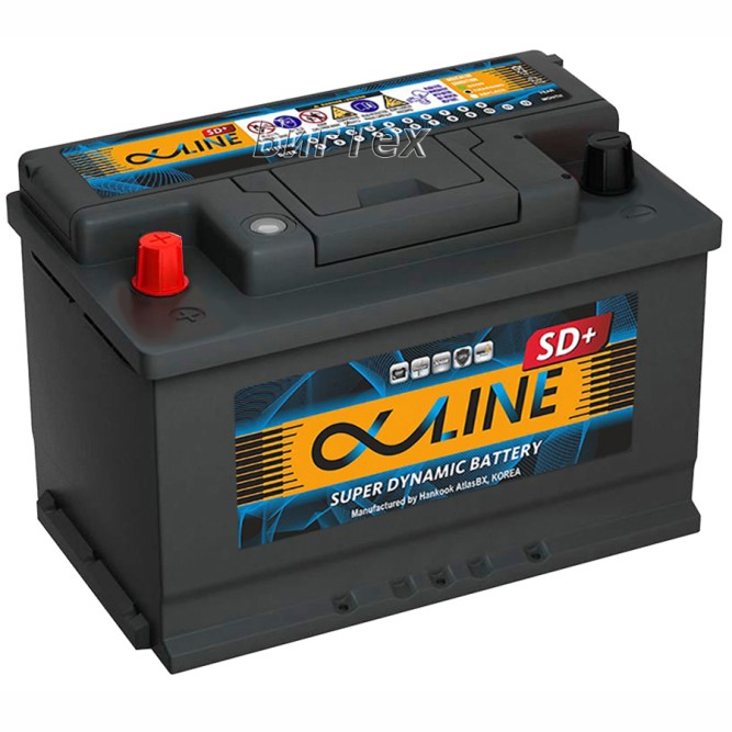 Аккумулятор автомобильный ALPHALINE SD+ MF57513 75 Ач 750A пр. пол.