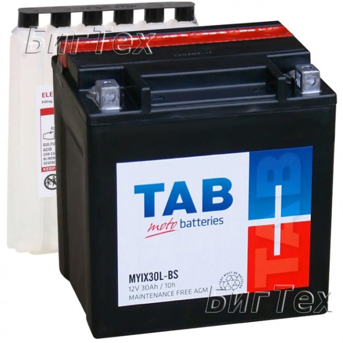 Мото аккумулятор TAB MOTO MYIX30LBS AGM (YIX30L-BS) 30 Ач