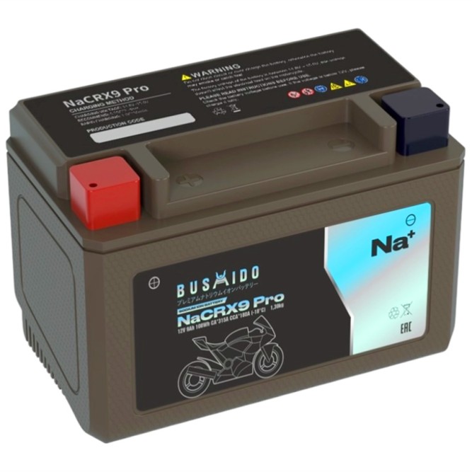 Мото аккумулятор натрий ионный Na+ BUSHIDO NaCRX9 pro YTX9 9Ah 180A 12V