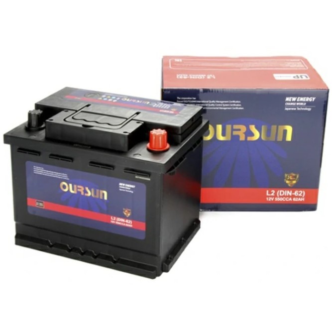 Аккумулятор автомобильный OURSUN DIN L2 62Ач 550A о.п