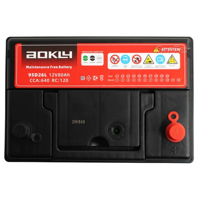 Аккумулятор автомобильный AOKLY ASIA 80Ah 640A 95D26L о.п.