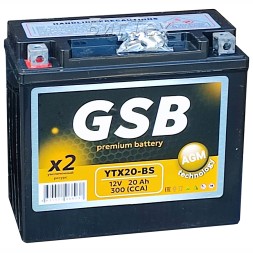 Мото аккумулятор GSB AGM YTX20-BS 20Ач 300А 12V