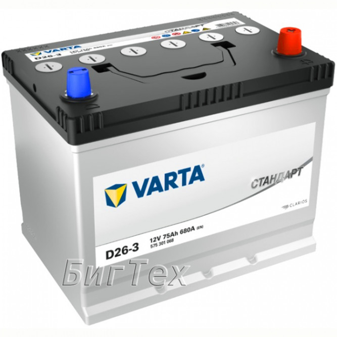 Аккумулятор автомобильный VARTA Стандарт D26-3, 75 Ач