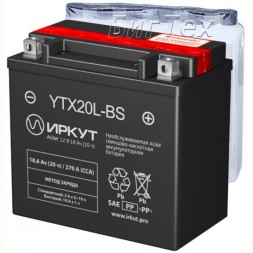 Мото аккумулятор ИРКУТ YTX20L-BS AGM 18.6 Ач
