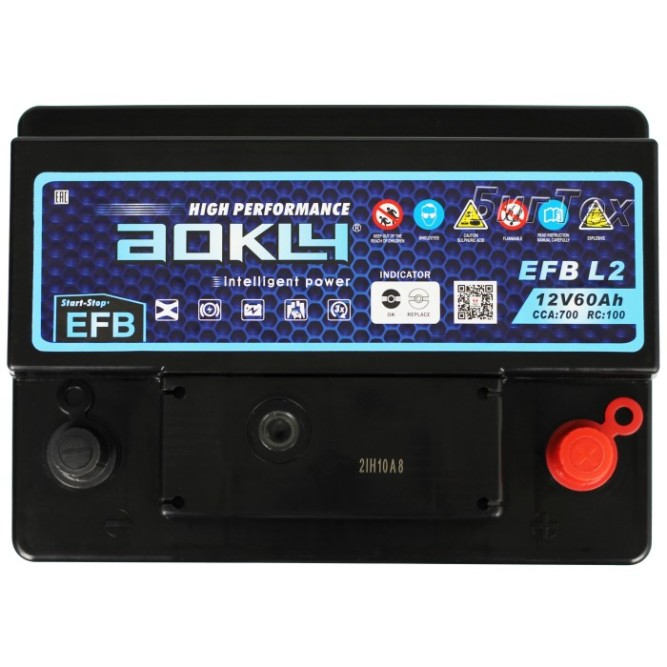 Аккумулятор автомобильный AOKLY EFB 60Ah 700A о.п.