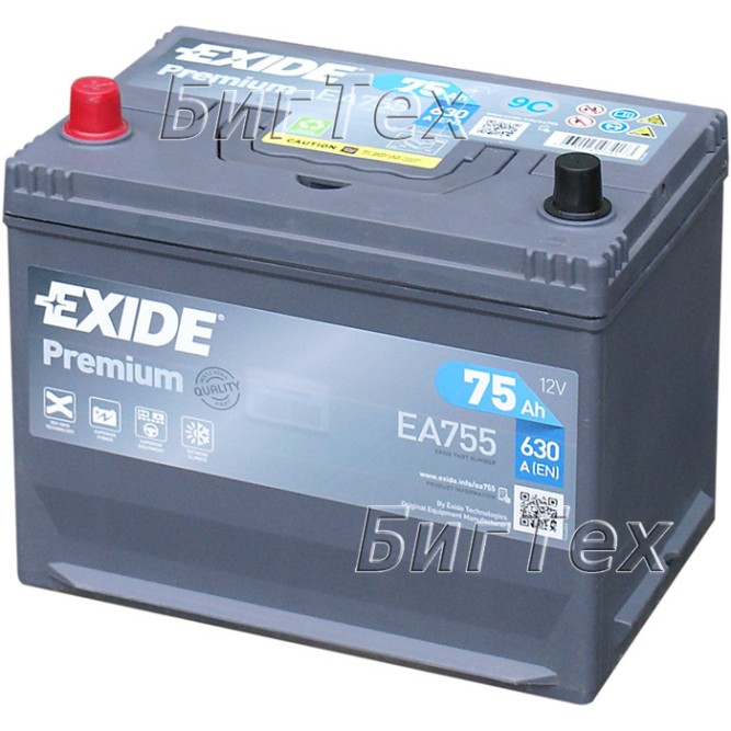 Аккумулятор автомобильный Exide Premium EA755 75 Ач