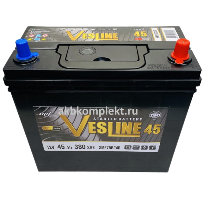 Аккумулятор автомобильный VESLINE ASIA 45Ah 380Ач 75B24R