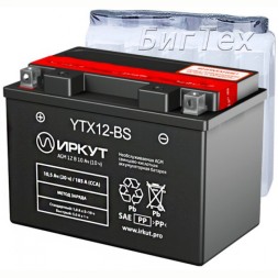 Мото аккумулятор ИРКУТ YTX12-BS AGM 10.5 Ач