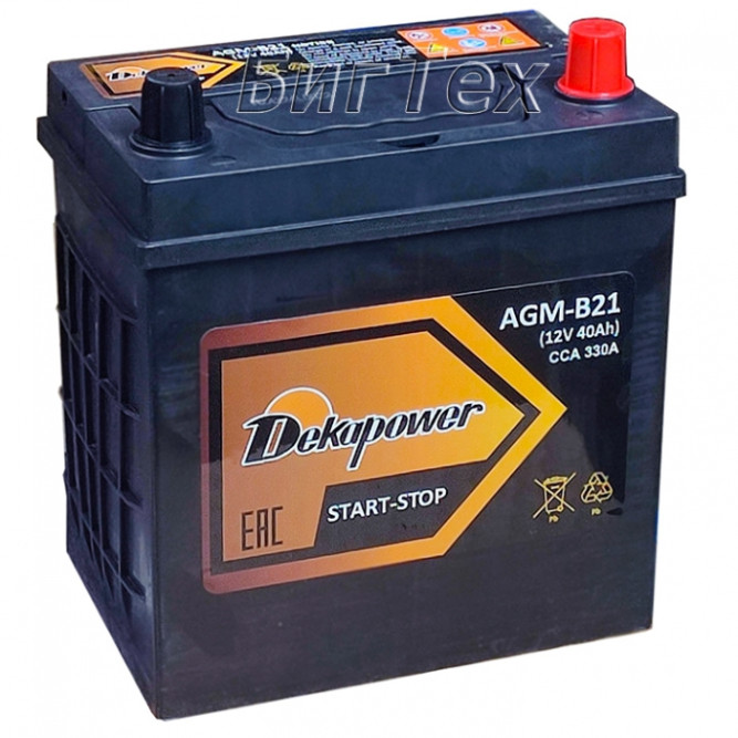Аккумулятор автомобильный DEKAPOWER AGM-B21L (6-FQ-40) 40Ah