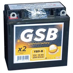 Мото аккумулятор GSB AGM YB9-B 10Ач 200А 12V Мото аккумулятор GSB AGM YB9-B 10Ач 200А 12V