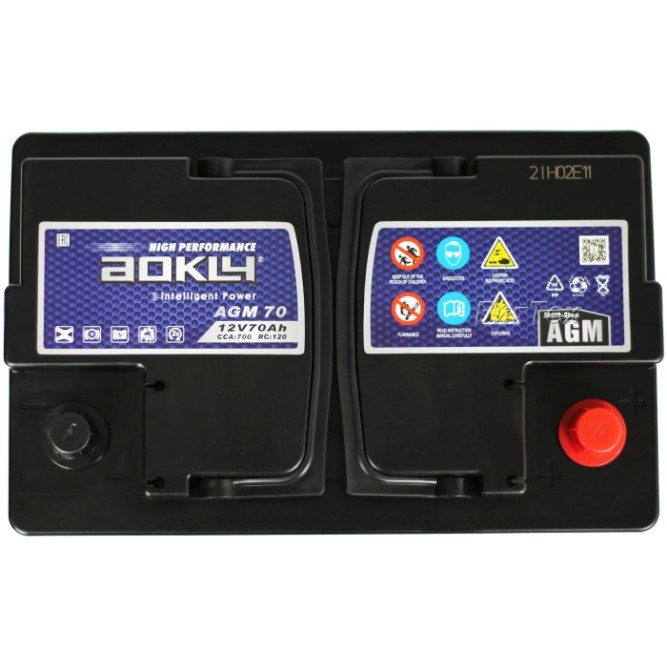 Аккумулятор автомобильный AOKLY AGM 70Ah 700A о.п.