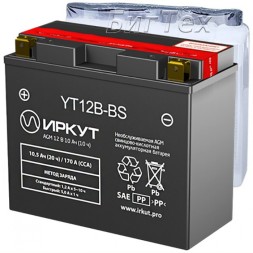 Мото аккумулятор ИРКУТ YT12B-BS AGM 10.5 Ач