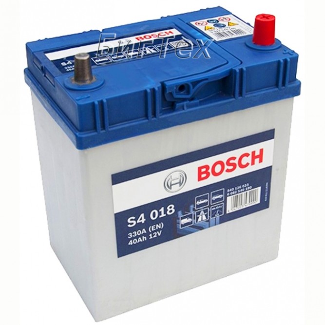 Аккумулятор автомобильный BOSCH Asia S4 018 40 Ач (тонкие клеммы)