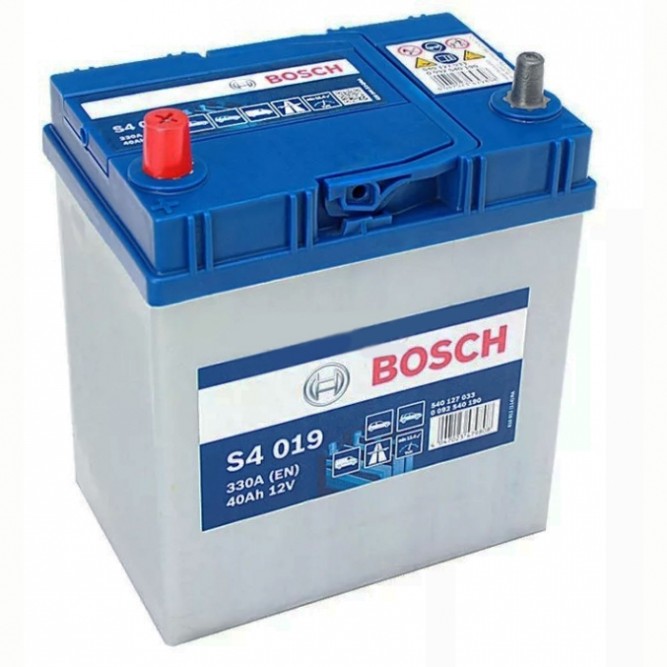 Аккумулятор автомобильный BOSCH Asia S4 019 40 Ач (тонкие клеммы)