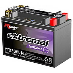 Мото аккумулятор натрий-ионный RDrive eXtremal Natrium YTX20HL-Na 72Втч 540А