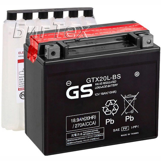 Мото аккумулятор GS GTX20L-BS 18.9 Ач