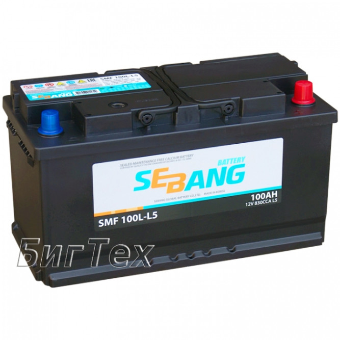 Аккумулятор автомобильный SEBANG SMF 100L-L5, 100 Ач 830A