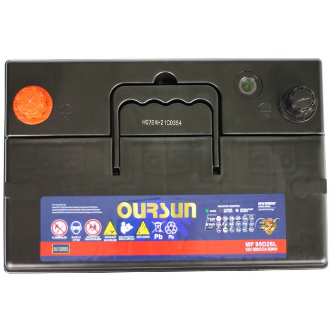 Аккумулятор автомобильный OURSUN JIS MF 95D26L 80Ач 680А