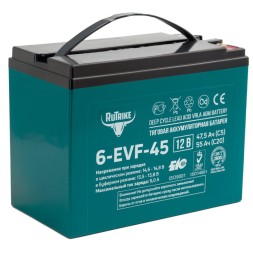 Аккумулятор тяговый RuTrike 6-EVF-45, 52 Ah гелевый