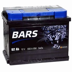 Аккумулятор автомобильный BARS 62 Ач 550А обр. пол. 