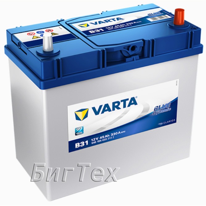 Аккумулятор автомобильный VARTA Blue Dynamic Asia B31, 45 Ач (тонкие клеммы)