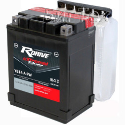 Мото аккумулятор RDrive Silver YB14-A-PW AGM 12.6 Ач (YTX14AH)