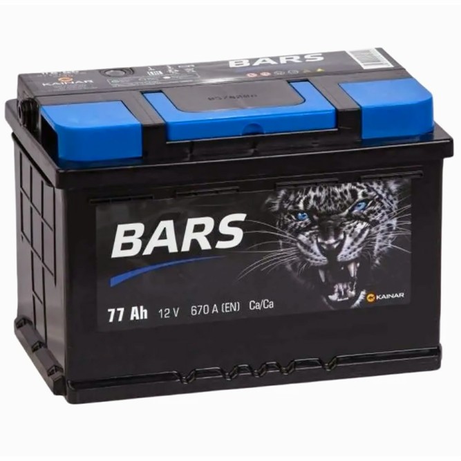 Аккумулятор автомобильный BARS 77Ah 670А обр. пол. 