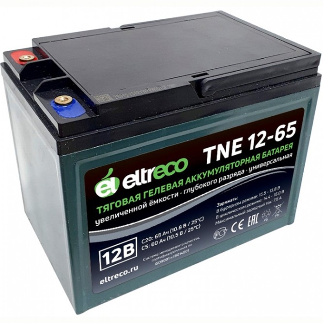 Аккумулятор тяговый Eltreco TNE12-65, 65 Ah гелевый