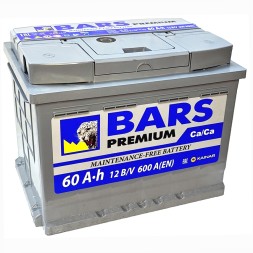 Аккумулятор автомобильный BARS Premium 60 Ач 600А обр. пол. 