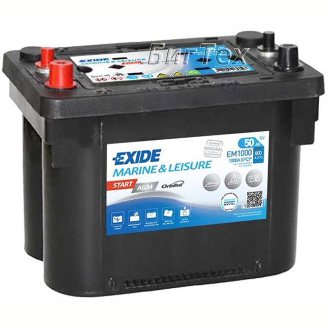 Аккумулятор лодочный EXIDE MARINE AGM EM1000, 50 Ач