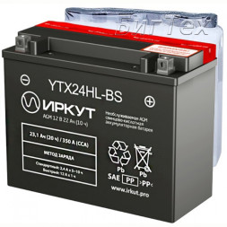 Мото аккумулятор ИРКУТ YTX24HL-BS AGM 23.1 Ач