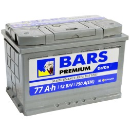 Аккумулятор автомобильный BARS Premium 77Ah 750А пр. пол.  