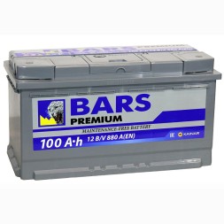 Аккумулятор автомобильный BARS Premium 100Ah 900А обр.пол. 
