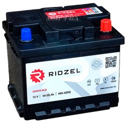 Аккумулятор автомобильный RIDZEL 50 Ач 480А низкий 