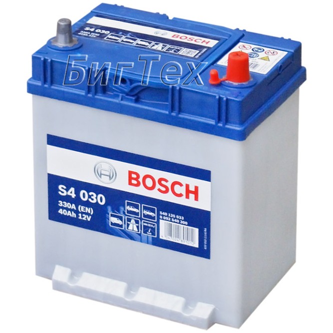 Аккумулятор автомобильный BOSCH Asia S4 030 40 Ач (тонкие клеммы)