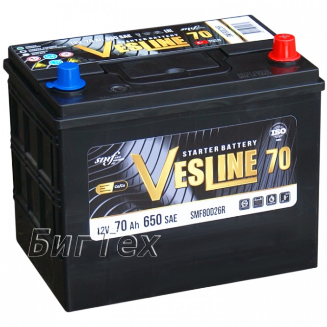 Аккумулятор автомобильный VESLINE SMF 80D26, 70 Ah