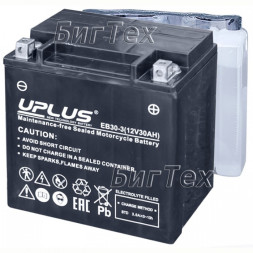 Мото аккумулятор Uplus EBX30L-BS AGM 30 Ач (YIX30L)