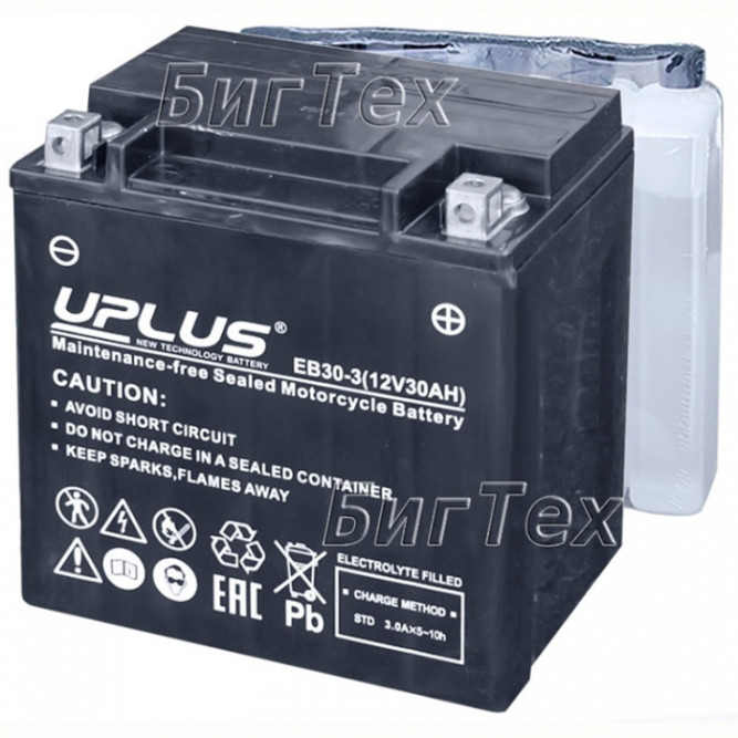 Мото аккумулятор Uplus EBX30L-BS AGM 30 Ач (YIX30L)