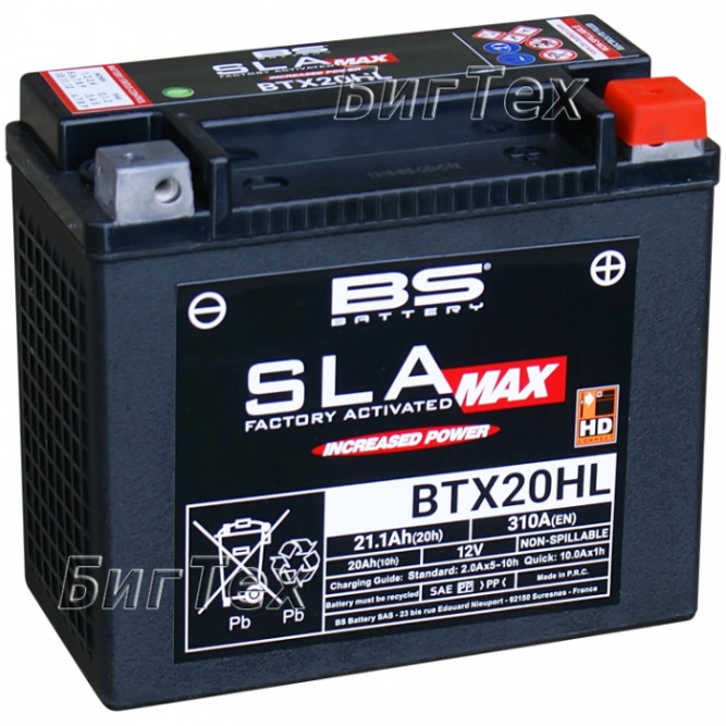 Мото аккумулятор BS BTX20HL SLA MAX 21.1 Ач (YTX20HL)