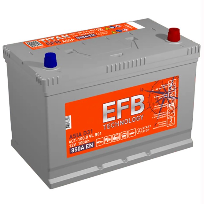 Аккумулятор автомобильный TITAN ASIA EFB D31L 100 Aч