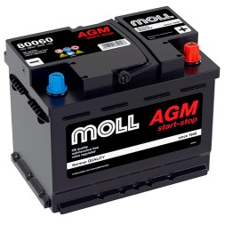 Аккумулятор автомобильный MOLL AGM LN2 Start-Stop 60Ah (80060)