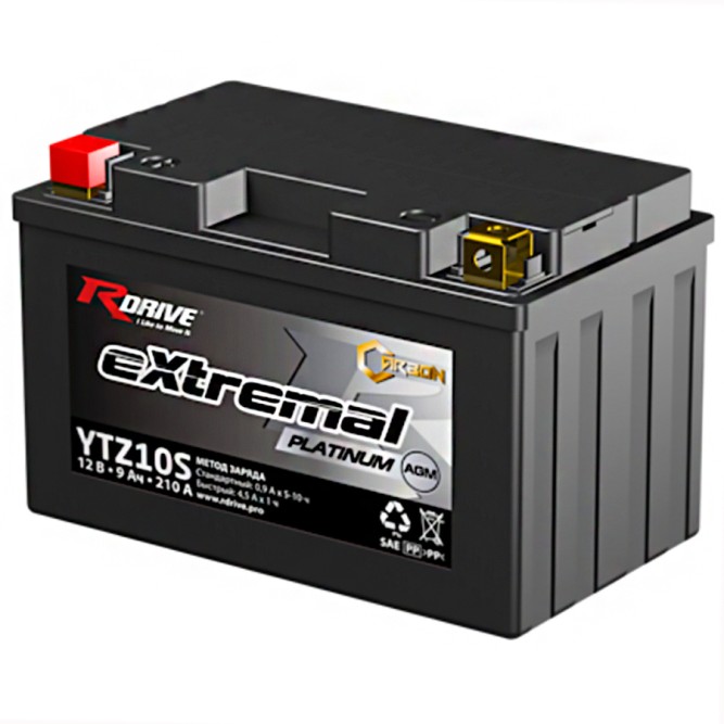 Мото аккумулятор RDrive CARBON YTZ10S 9 Ач 210A 12V