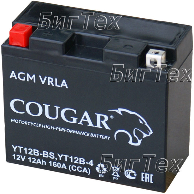 Мото аккумулятор COUGAR YT12B-BS AGM VRLA 12 Ач